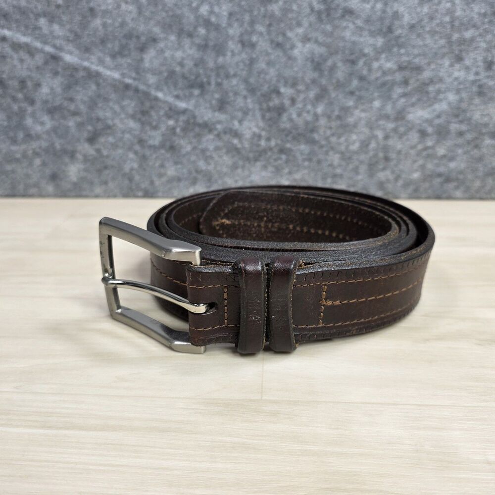Johnston & Murphy Brown Leather Dress Belt‎ 3 Stitch 75-6603 Men's Size 42